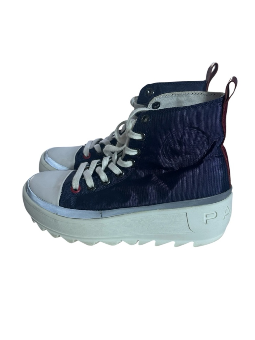 Pajar Canada Montreal Platform Navy High-Top Lace Up Sneakers with White Sole